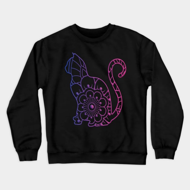 Mandala Cat full body Crewneck Sweatshirt by Velvet Love Design 